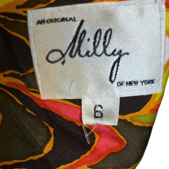 Size 6 An Original Milly of New York "Leah" Silk Chain Halter Maxi Dress - Picture 3 of 9